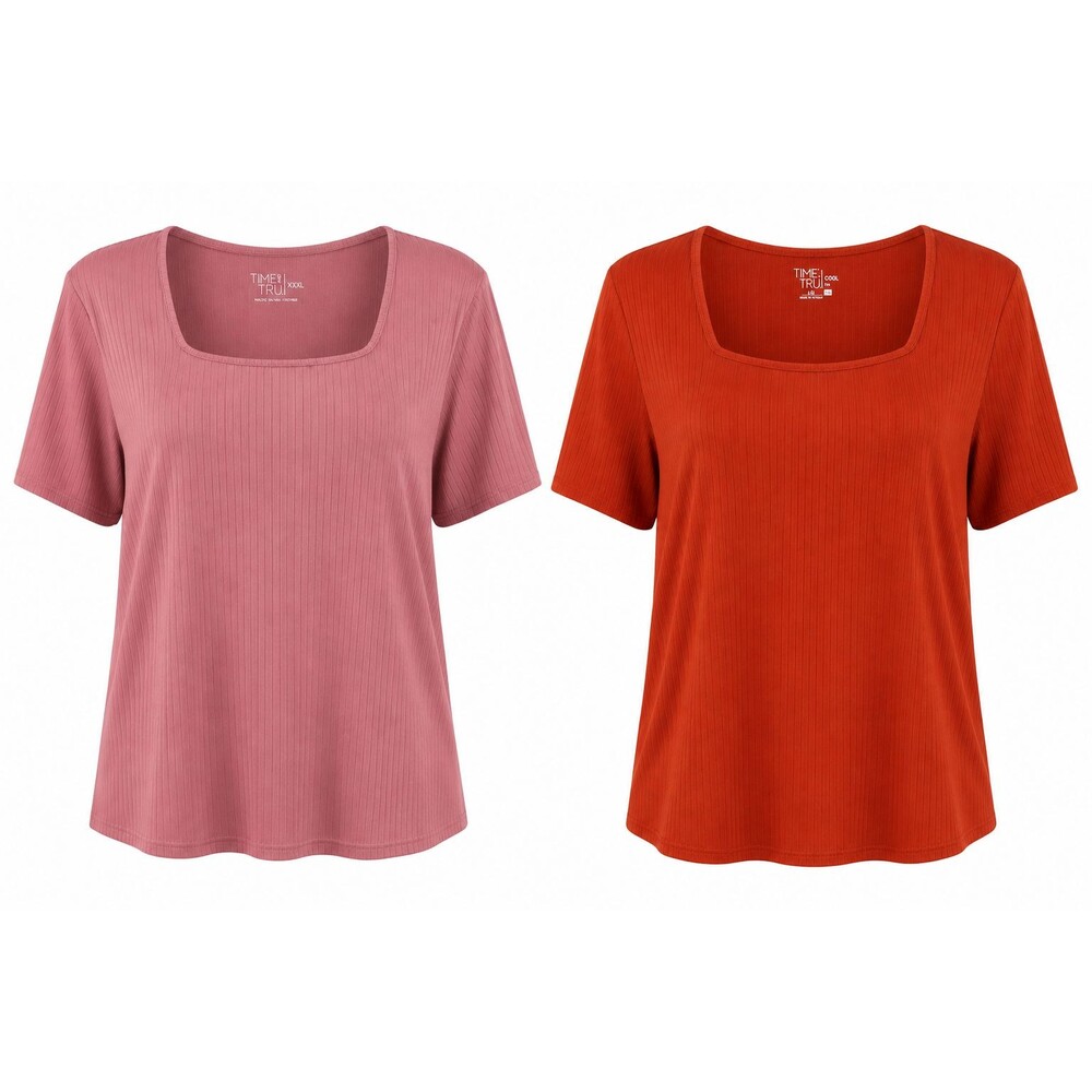 Lot of 2 Time and Tru Women's Plus Size XXXL (22) Top T-shirt Short Sleeve Soft